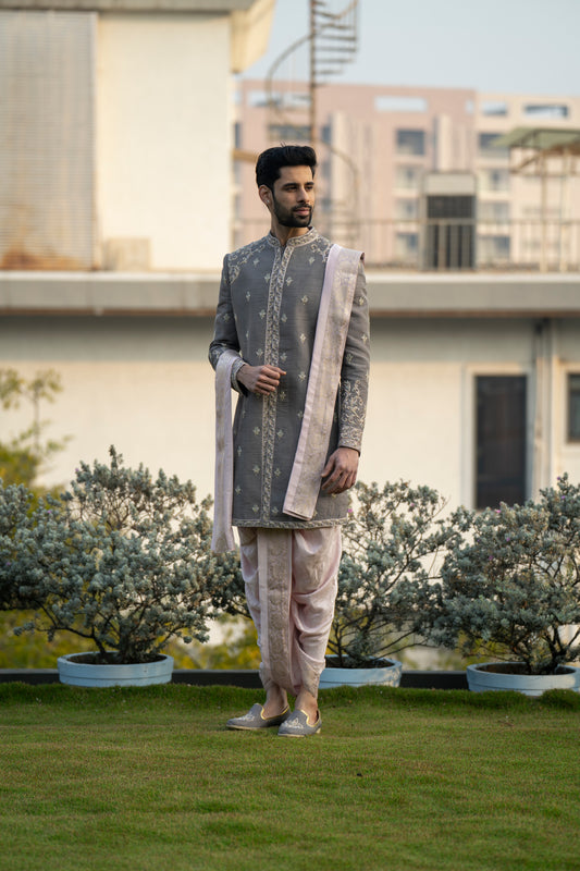 Grey Imperial Sherwani – Sabyasachi Style Indo-Western Sherwani