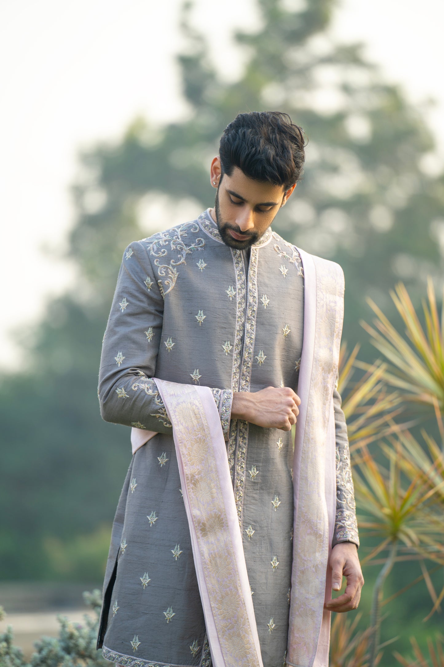 Grey Imperial Sherwani – Sabyasachi Style Indo-Western Sherwani