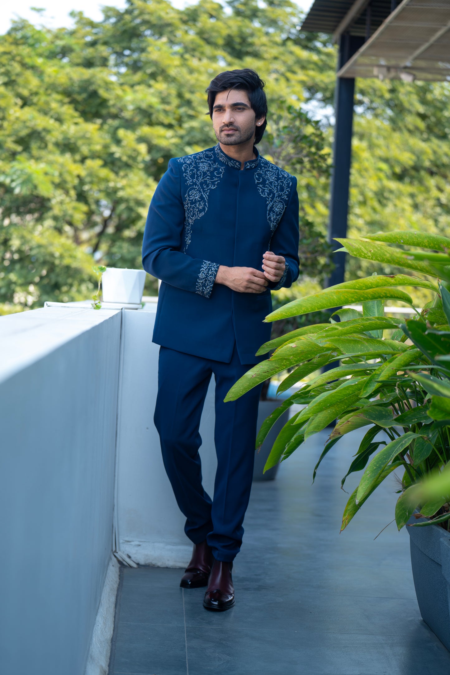 Teal Baroque Jhodpuri for Men | Elegant Wedding & Festive Wear