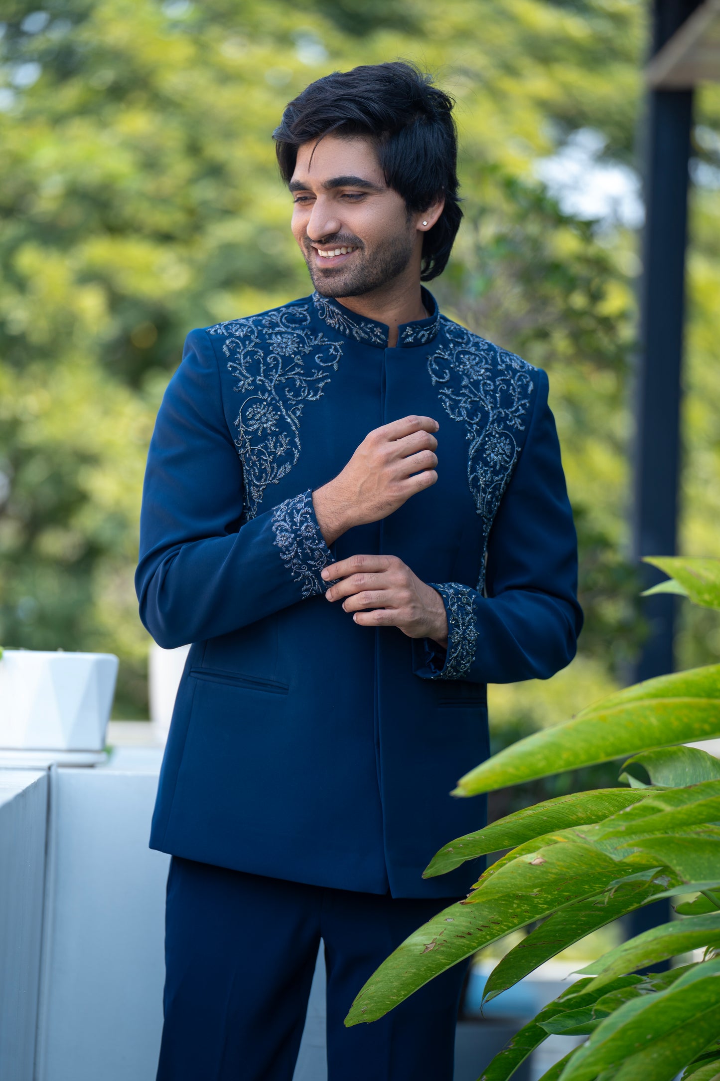 Teal Baroque Jhodpuri for Men | Elegant Wedding & Festive Wear