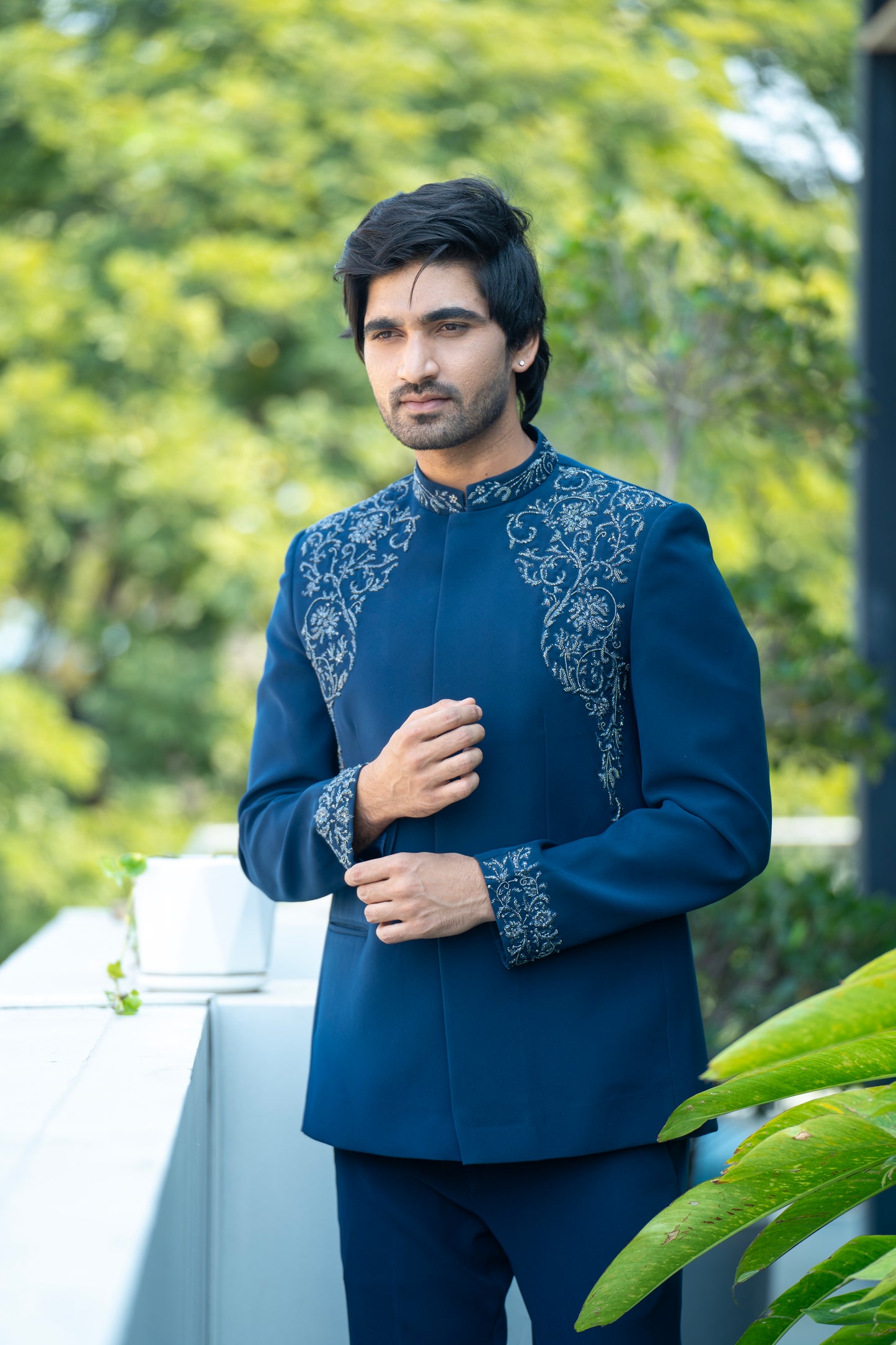 Teal Baroque Jhodpuri for Men | Elegant Wedding & Festive Wear