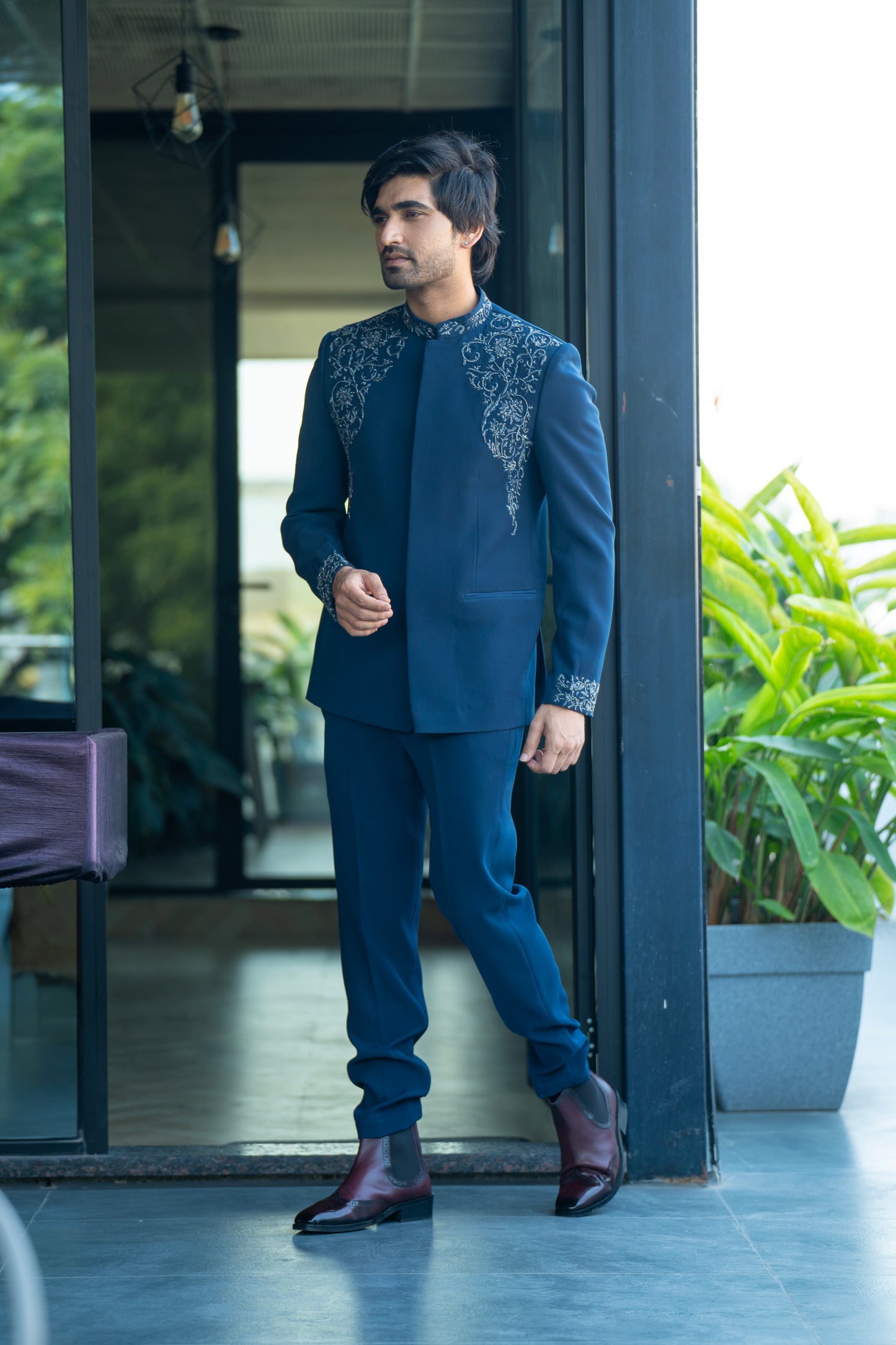 Teal Baroque Jhodpuri for Men | Elegant Wedding & Festive Wear